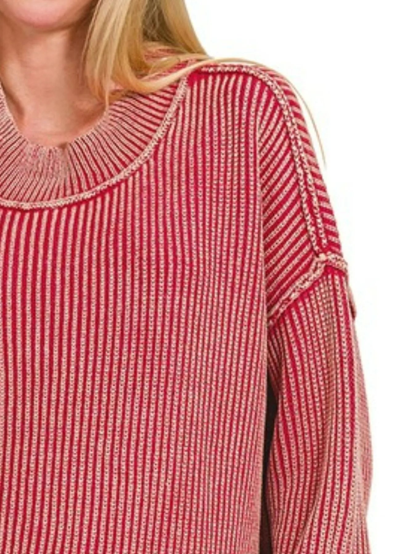 Burgundy Ribbed Turtleneck Sweater – Oversized, Cozy & Classic
