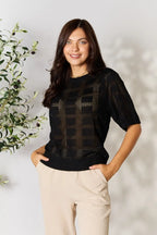Solid Knit Half Sleeve Top – Classic Round Neck Everyday Top