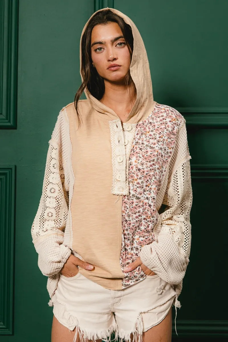 ace Combo Slub Jersey Hoodie – Buttoned, Chic & Casual Comfort