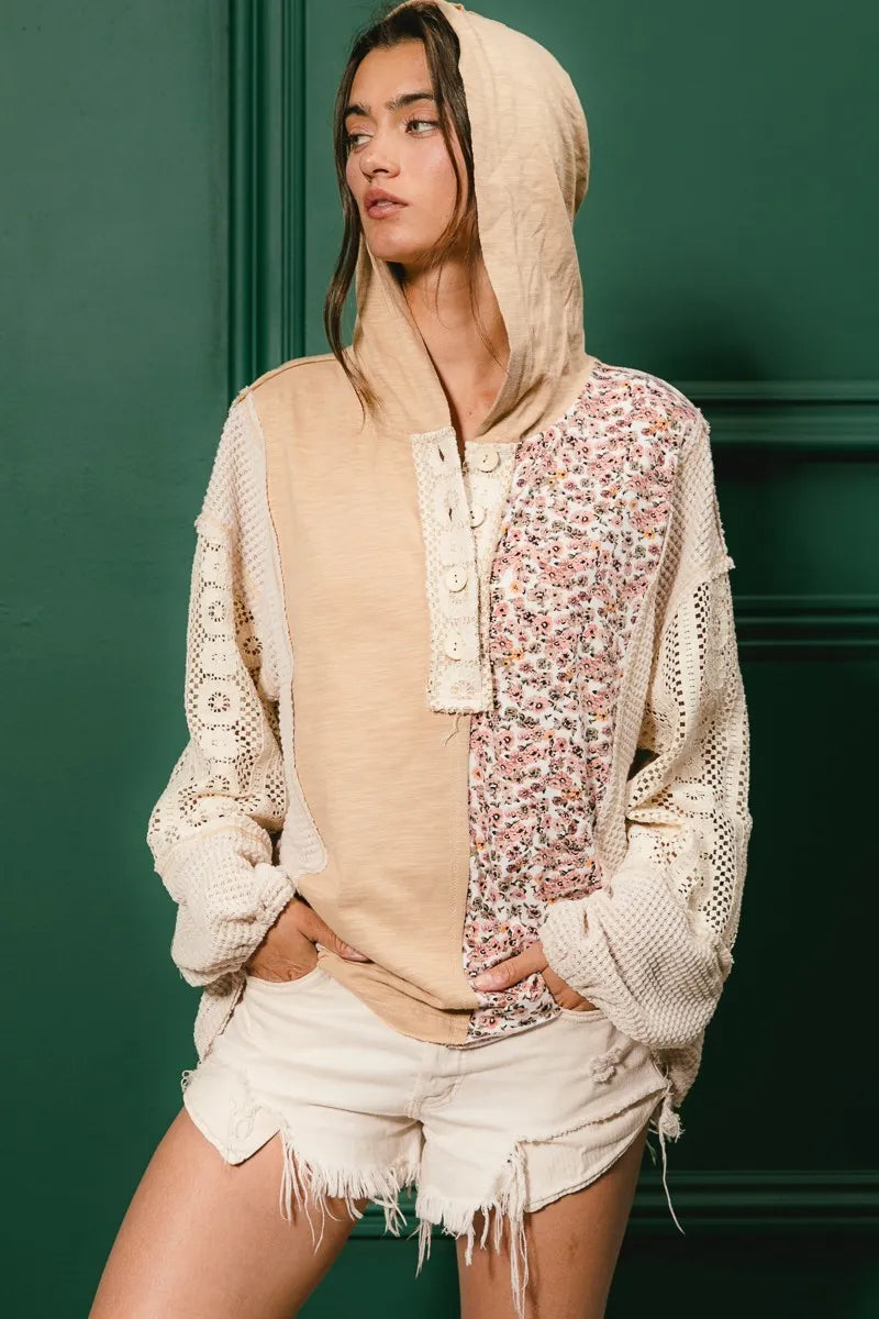 ace Combo Slub Jersey Hoodie – Buttoned, Chic & Casual Comfort