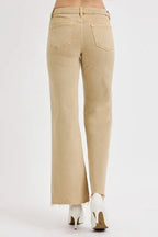 Dreamkue-Risen Women's High Rise Wide Leg Jeans with Raw Hem Stretch Denim Casual Pants