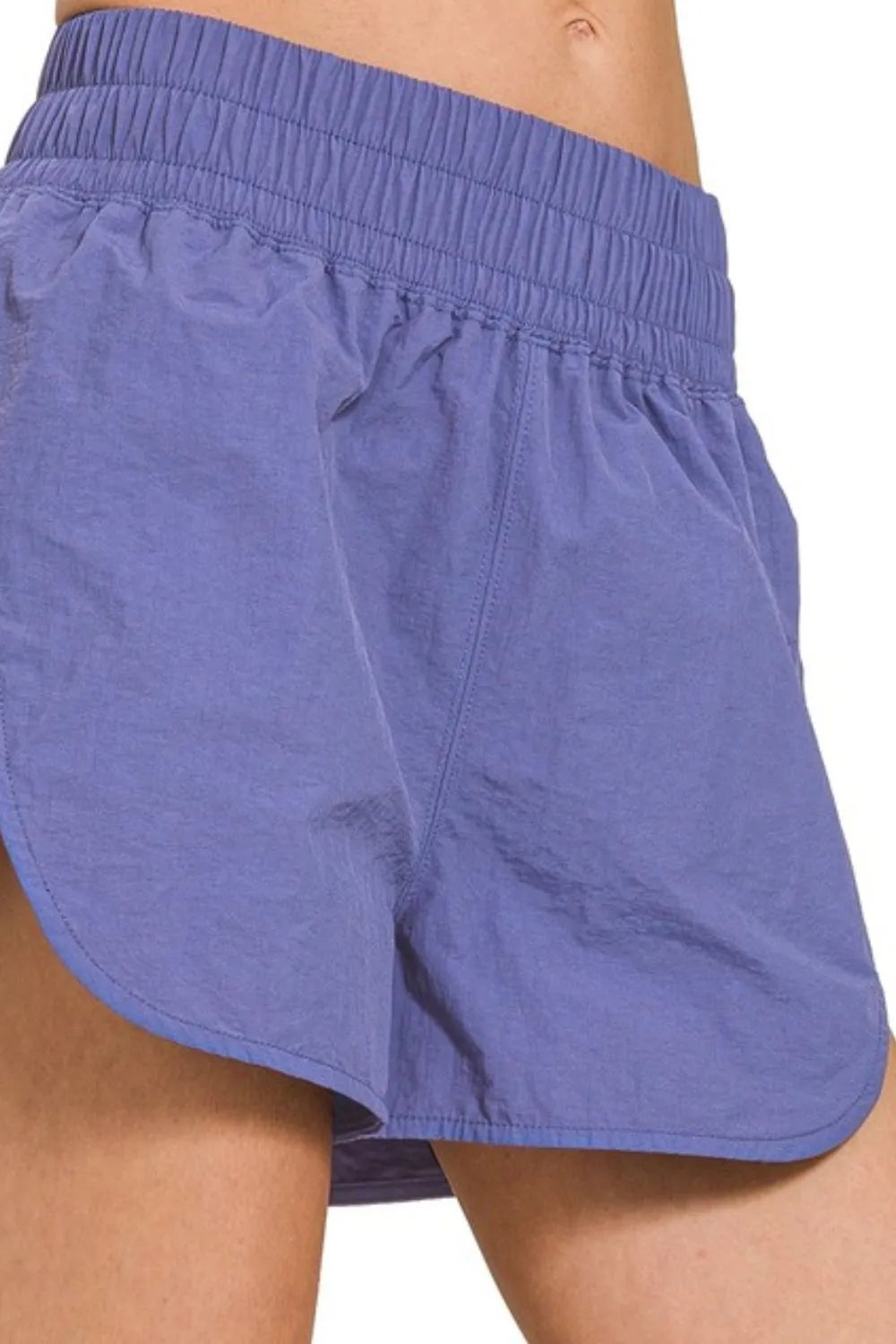 Women’s lightweight athletic shorts with smocked waistband, marlin blue