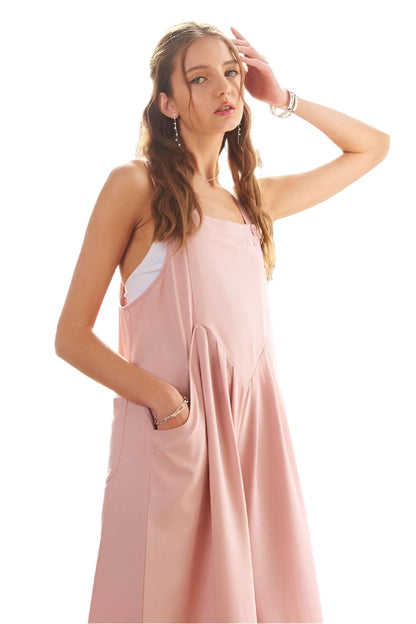 ADORA Square Neck Wide Leg Overalls with Pockets
