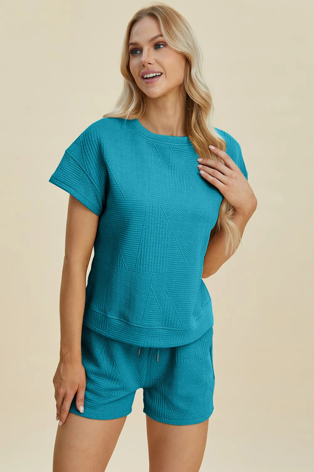 Textured Short Sleeve Top & Shorts Set – Comfy, Chic & Versatile