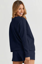 Textured Long Sleeve Top & Shorts Set – Comfy, Stylish & Versatile