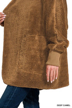 Hooded Faux Fur Jacket with Pockets – Cozy & Stylish Winter Coat