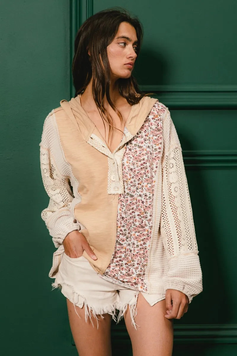 ace Combo Slub Jersey Hoodie – Buttoned, Chic & Casual Comfort