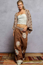 Chenille V-Neck Floral Cardigan