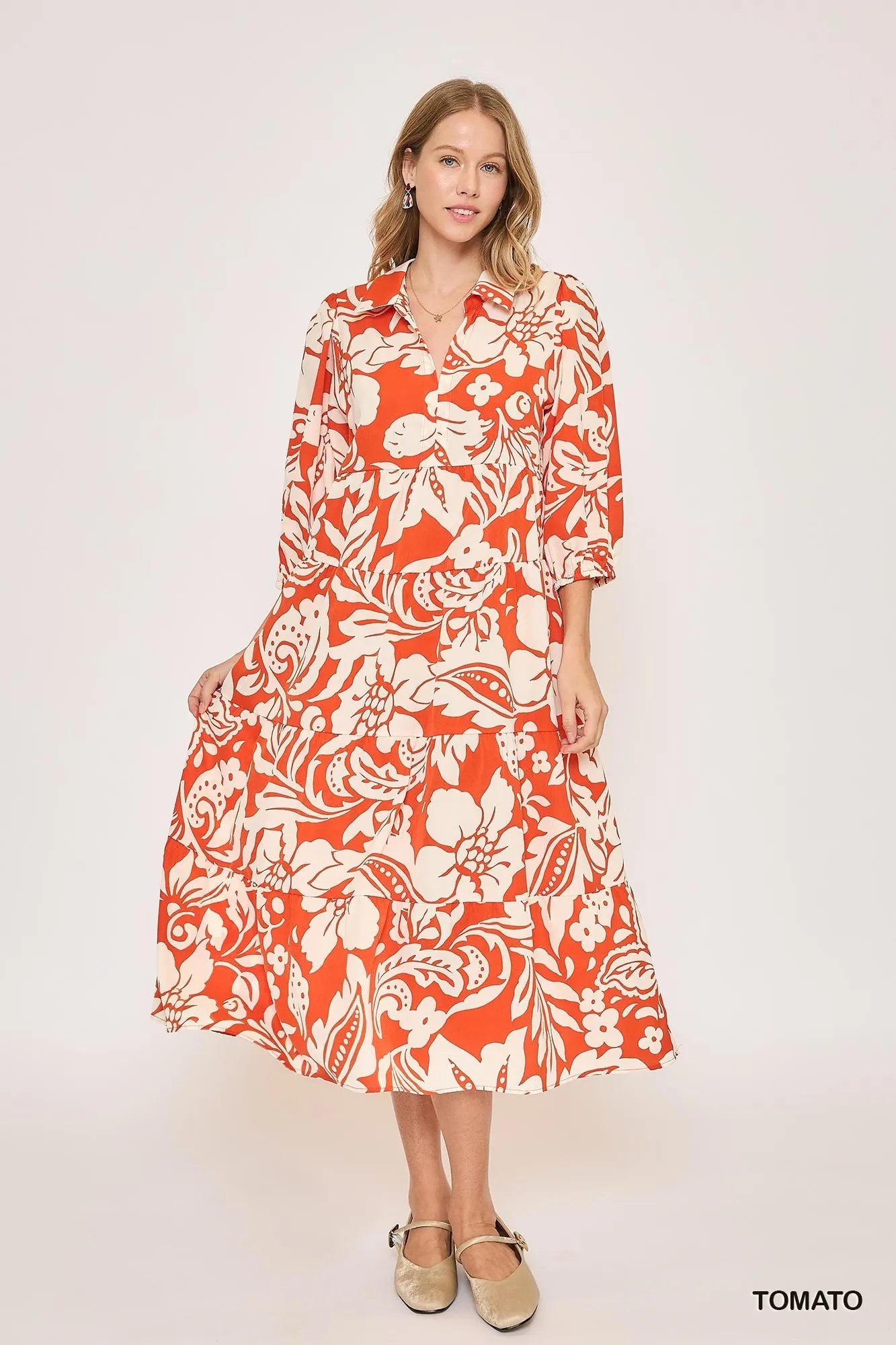 Floral Print Tiered Midi Dress Romantic & Elegant for Any Occasion