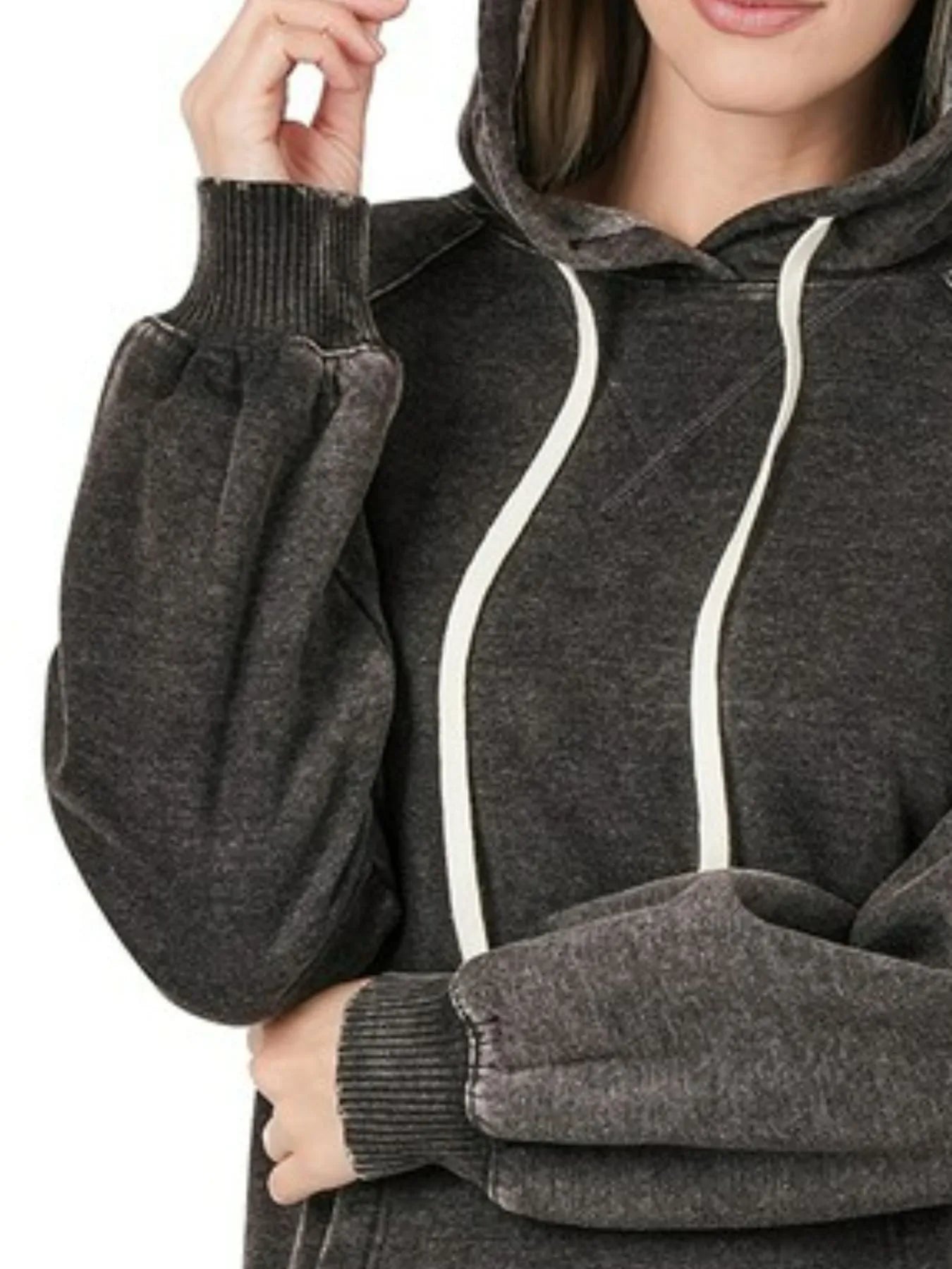 Acid Wash Fleece Hoodie with Kangaroo Pocket – Cozy & Stylish
