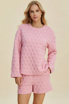 Textured Long Sleeve Top & Shorts Set – Comfy, Chic & Versatile