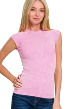 Candy Pink Acid Wash Sleeveless Top – Ribbed, Soft & Flattering