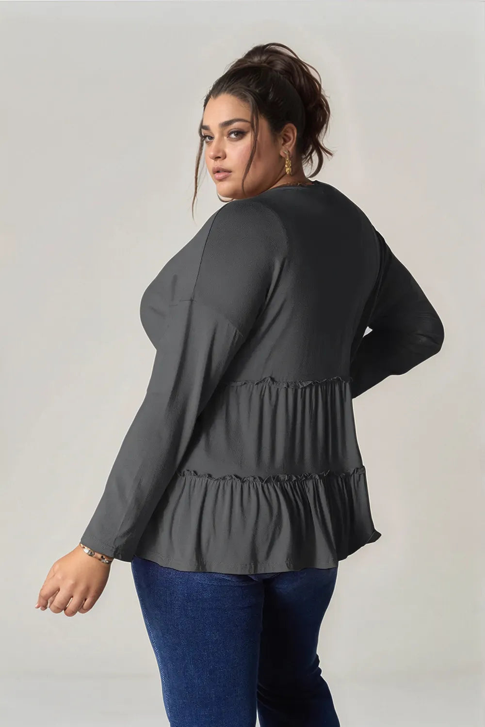Half Button Ruffle Hem Blouse – Feminine, Flowy & Versatile