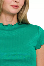 Zenana Cotton Modal Slub Lettuce Trim Cropped T-Shirt – Soft, Cute & Trendy