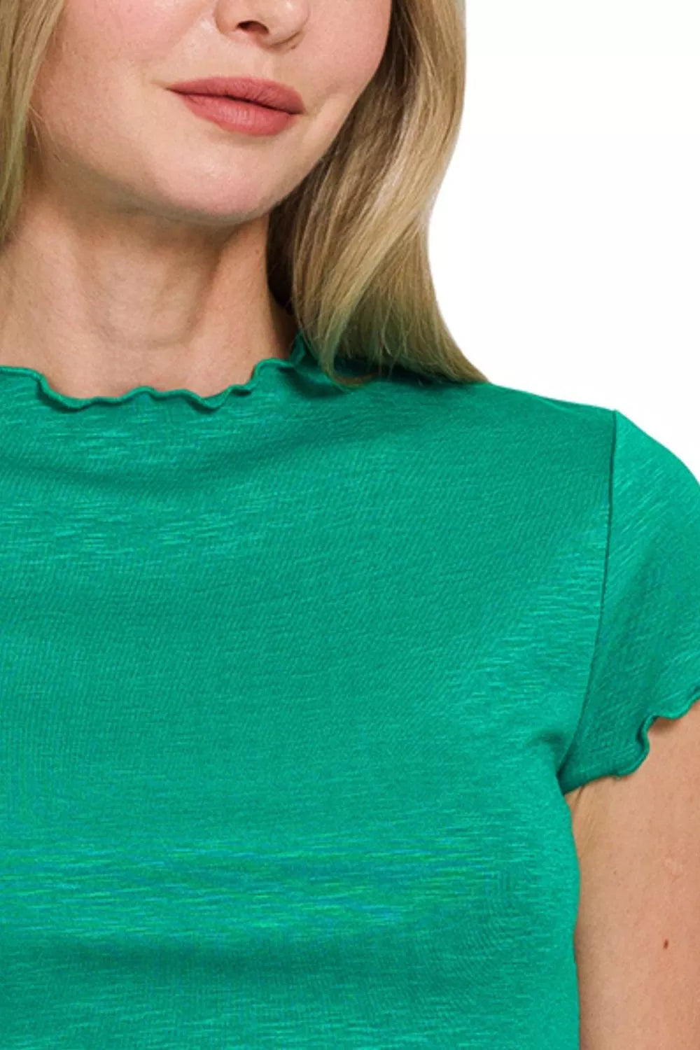 Zenana Cotton Modal Slub Lettuce Trim Cropped T-Shirt – Soft, Cute & Trendy