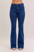 Judy Blue High Waist Flare Jeans – Retro Style with Patch Pockets