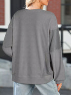 Striped Round Neck Long Sleeve Sweatshirt – Casual Cozy Style