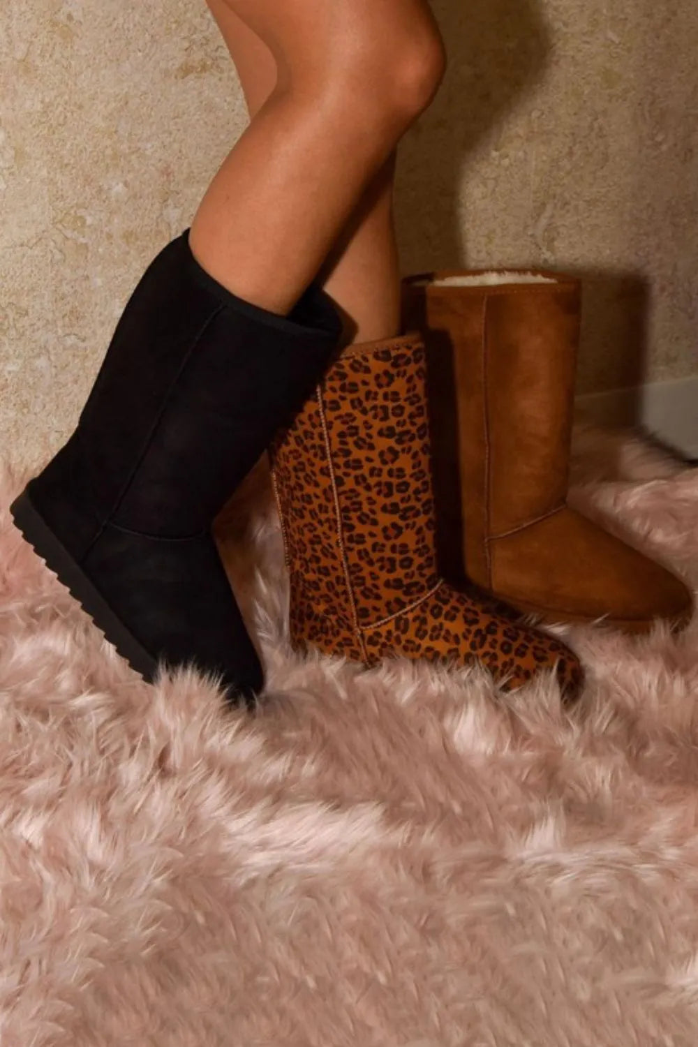 Leopard Suede Round Toe Boots – Bold & Comfortable Statement Footwear