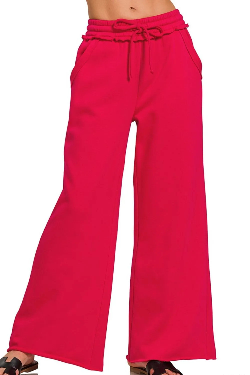 Fleece Wide Leg Sweatpants – Exposed Seams & Cozy Relaxed Fit