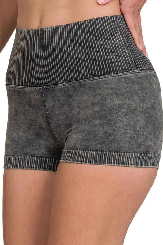 Seamless High-Waist Shorts – Ribbed Waist, Moisture-Wicking & Stretch