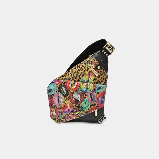 Nicole Lee Vegan Leather Leopard & Lip Crossbody – Bold, Chic & Compact