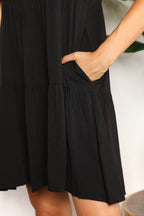 V-Neck Tiered Dress with Flounce Sleeves Elegant & Feminine Style