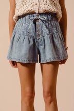 SO ME Flared Denim Shorts with Elastic Waist – Trendy, Comfortable & Versatile