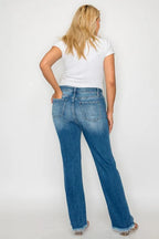 Raw Hem Mid Rise Straight Jeans – Distressed, Flattering & Timeless