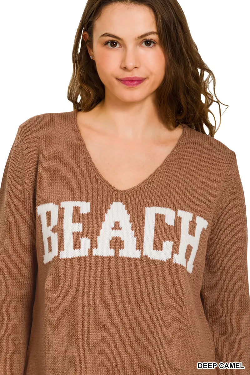 Zenana Beach V Neck Sweater – Lightweight Coastal Chic Knitwear