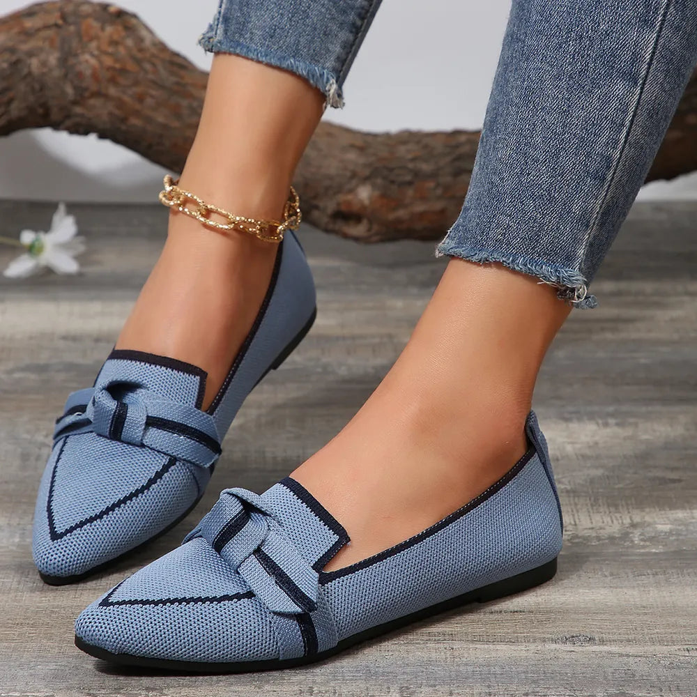 Point Toe Mesh Flat Slip-Ons – Lightweight Breathable Comfort