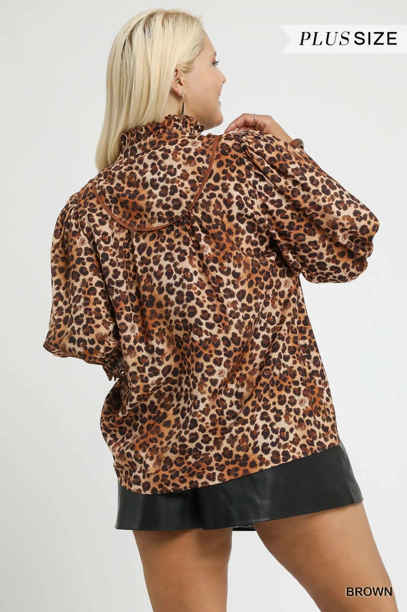 Leopard Print Ruffle Neck Blouse – Chic Statement Top for Day or Night