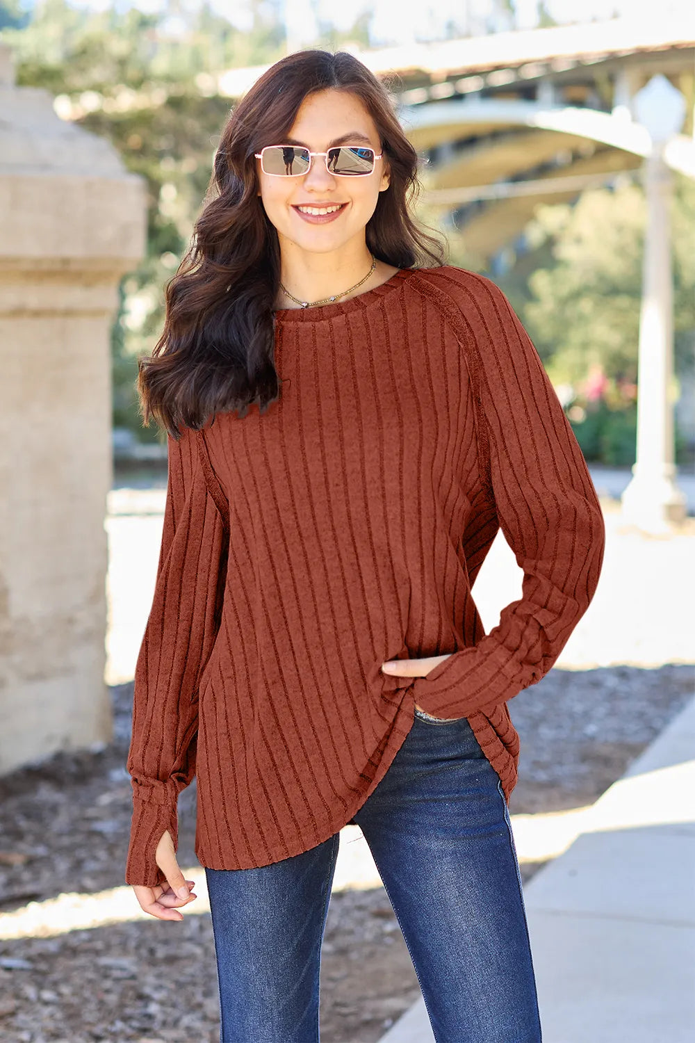 Ribbed Round Neck Knit Top – Classic, Cozy & Versatile