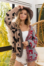 Leopard Color Block Button-Down Cardigan – Trendy & Cozy Layer