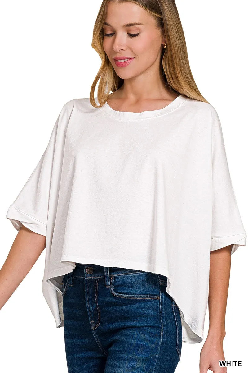 Zenana Premium Cotton Oversized Round Neck Boxy T-Shirt – Soft & Relaxed Style