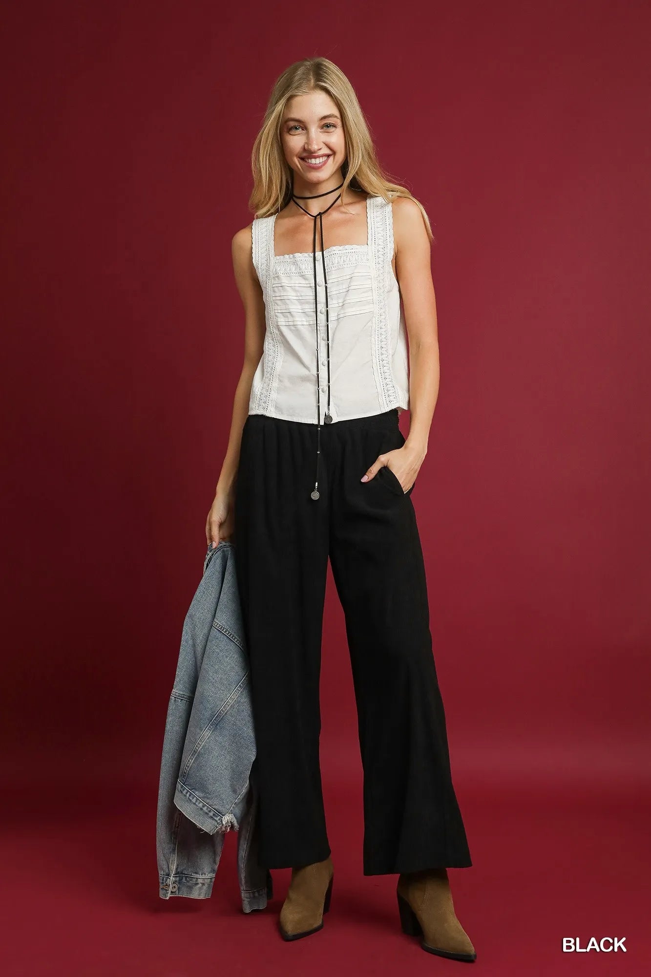Black High-Waisted Palazzo Pants – Wide Leg, Pockets & All-Day Comfort