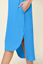 Chic Round Neck Short Sleeve Slit Dress – Stylish & Comfortable