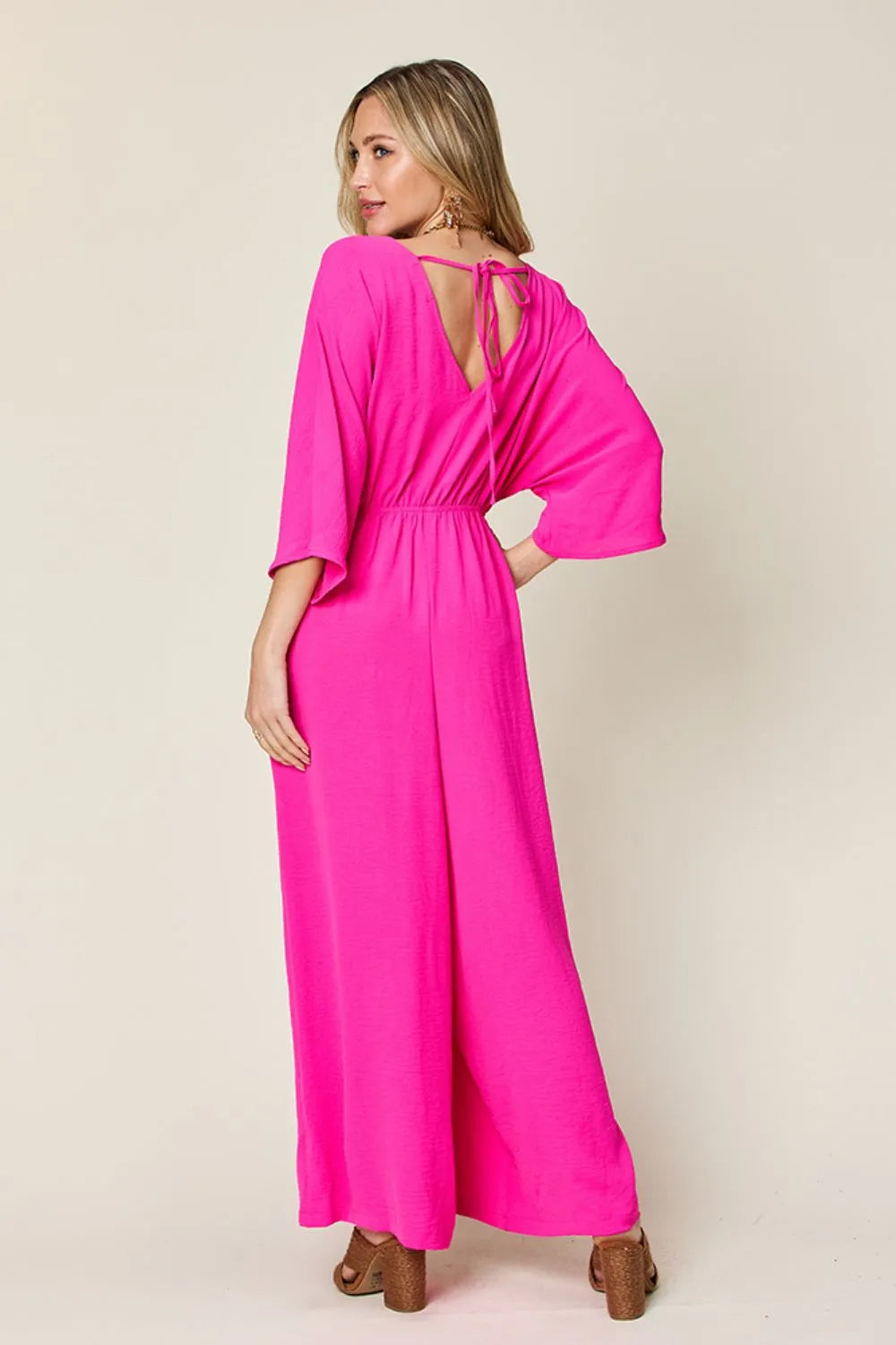 Surplice Wide Leg Jumpsuit with Pockets – Flattering, Chic & Comfy