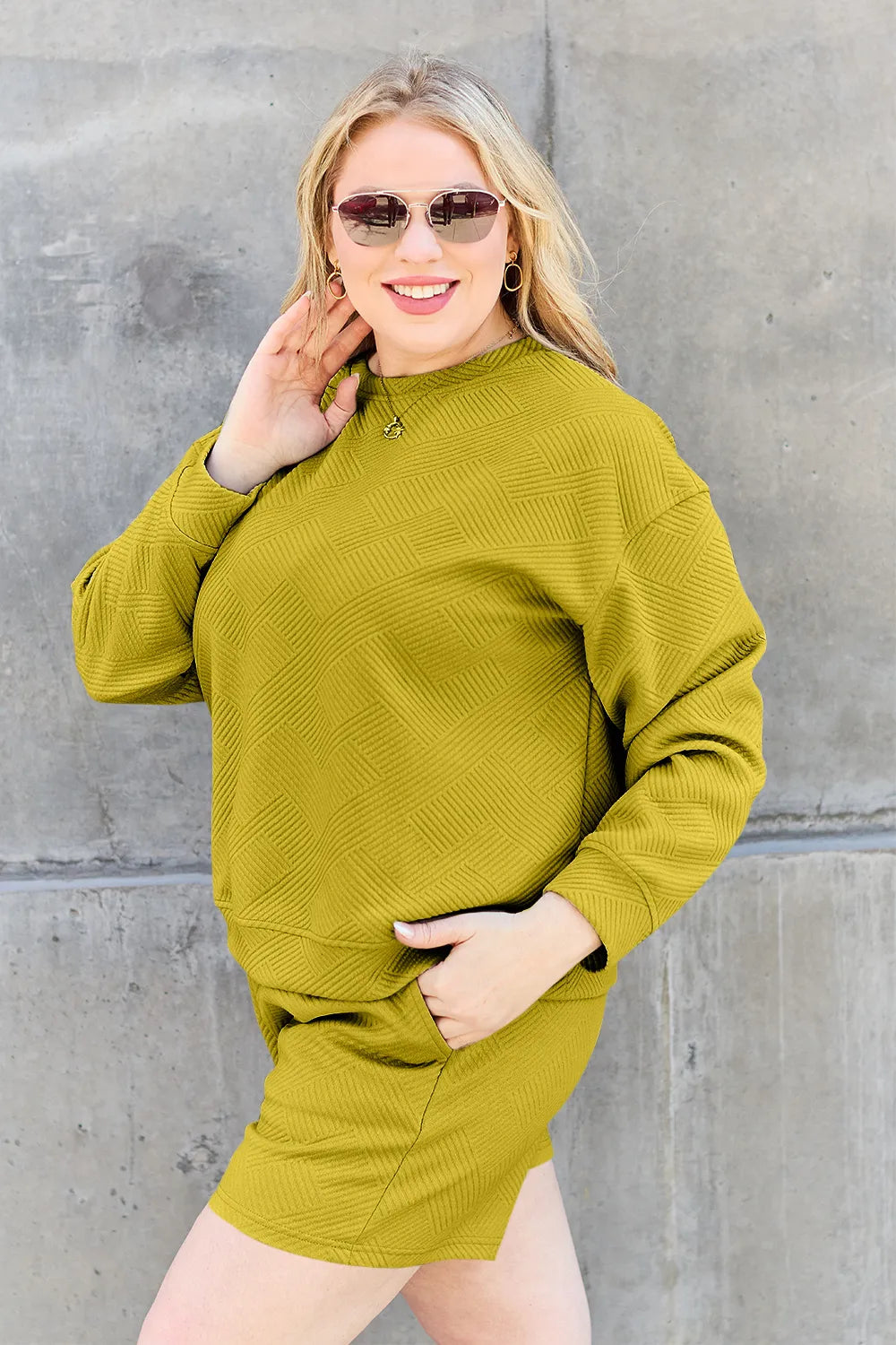 Textured Long Sleeve Top & Shorts Set – Comfy, Stylish & Versatile