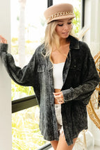 Oversized Distressed Denim Jacket – Vintage Wash & Raw Hem Style
