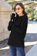 Ribbed Round Neck Knit Top – Classic, Cozy & Versatile
