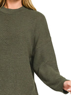 Zenana Knit Top & Shorts Sweater Set – Cozy Chic Round Neck Style