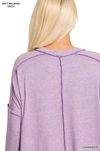 Zenan Soft Melange Hacci Exposed Seam Hi-Low Tee