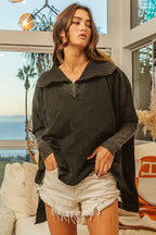 Oversized Fleece Quarter-Zip Sweatshirt – Soft Cozy & Street-Ready
