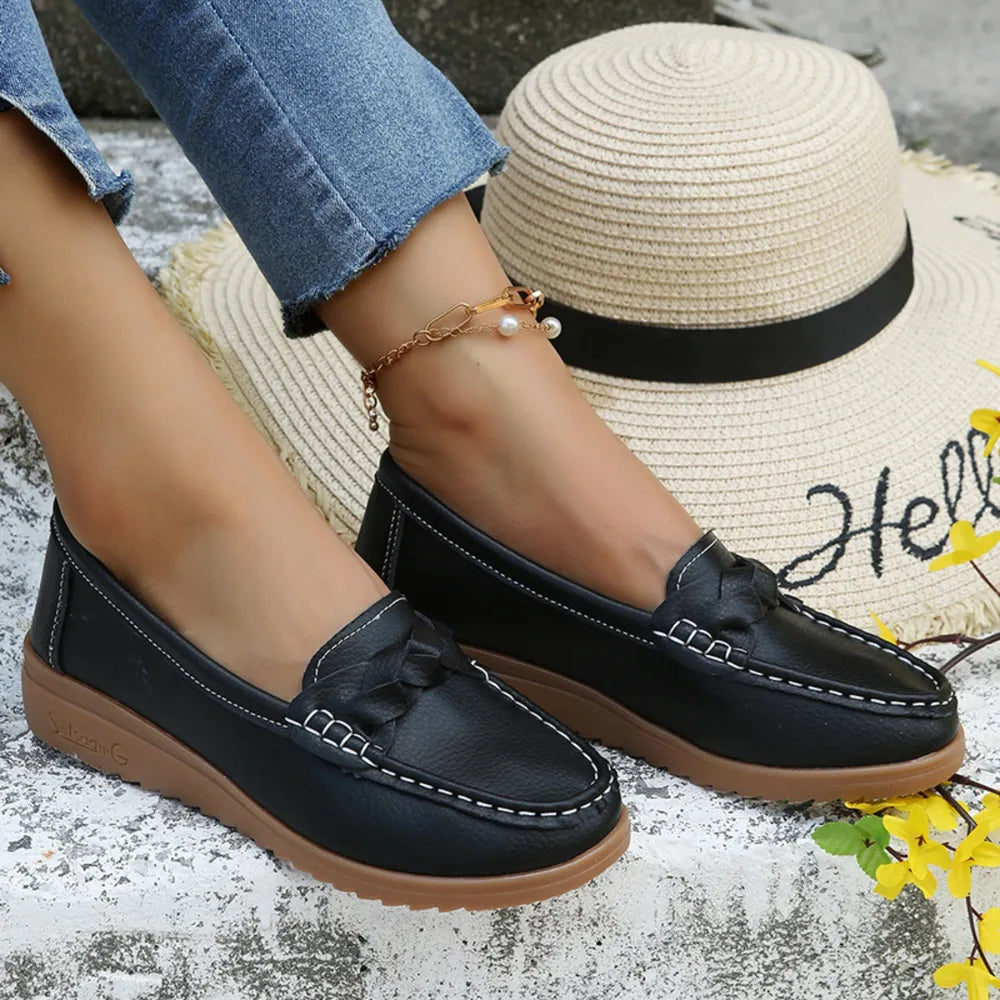 Weave Wedge Heeled Loafers – Comfortable Chic Everyday Shoes