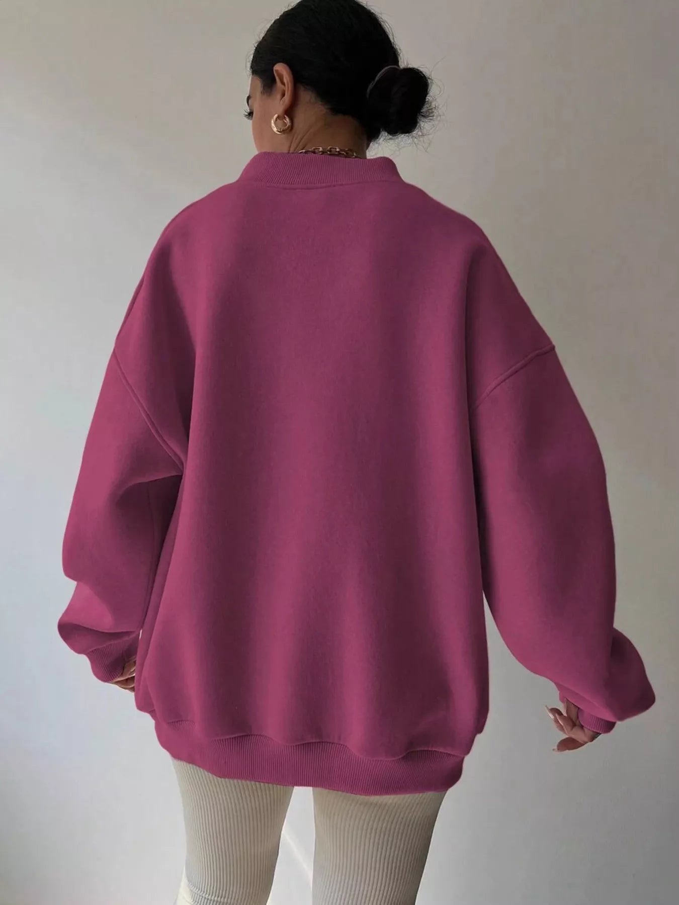 Dropped Shoulder Long Sleeve Oversized Sweatshirt – Cozy Casual Fit