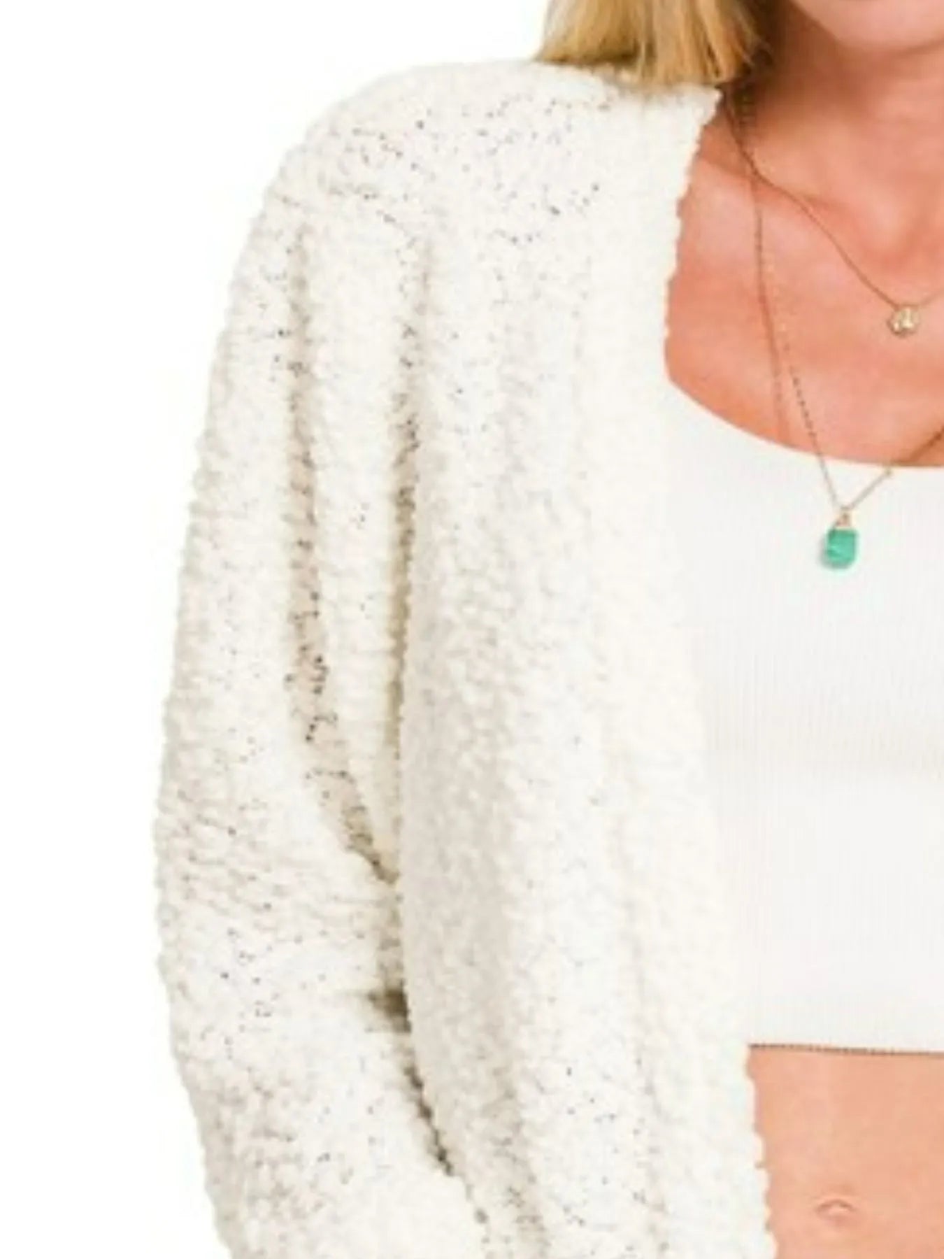 Ivory Oversized Teddy Cardigan – Cozy Open-Front Layer with Pockets