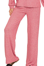 Zenana Soft Heathered Knit Loungewear Set – Red Comfort