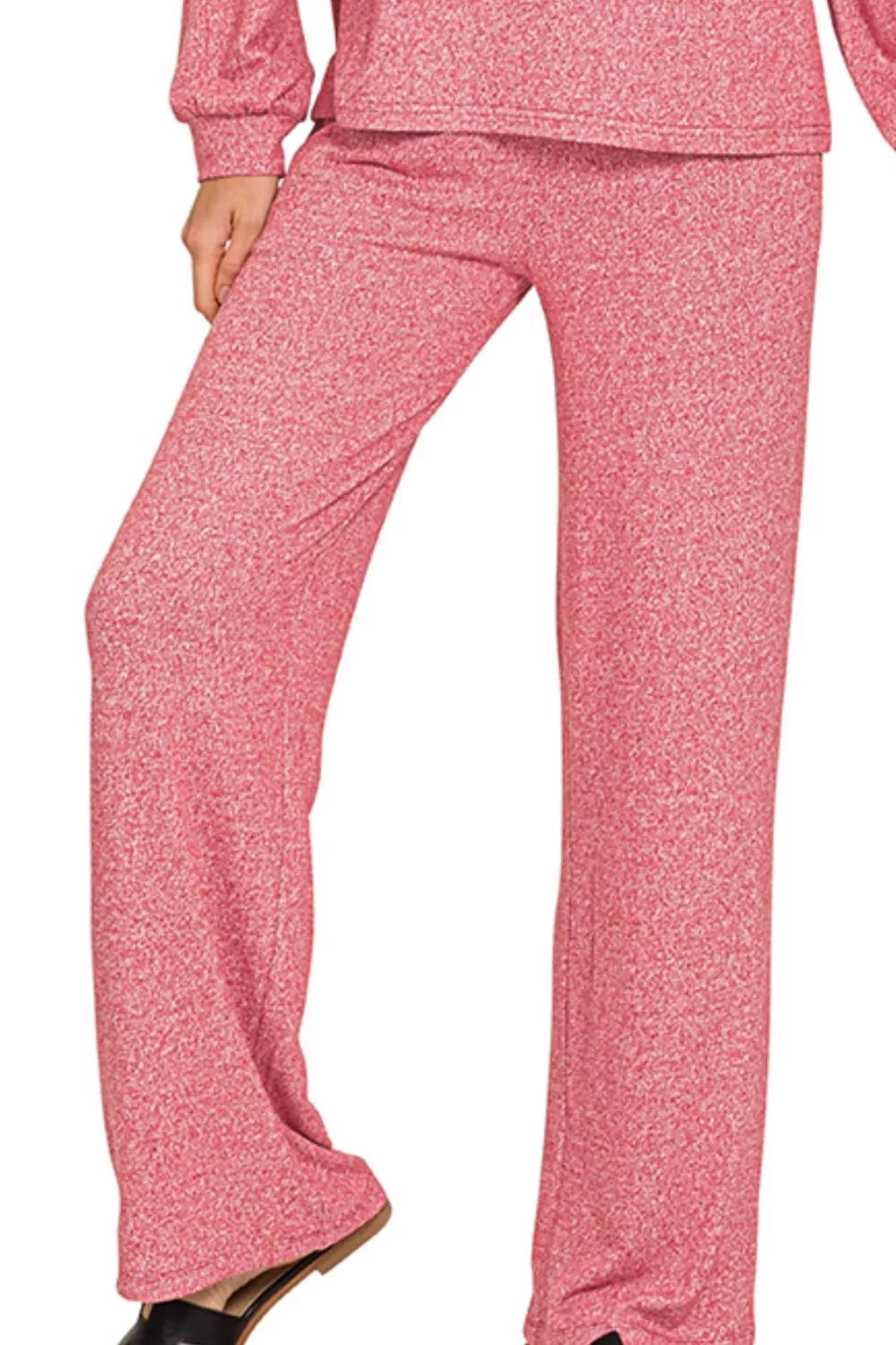 Zenana Soft Heathered Knit Loungewear Set – Red Comfort