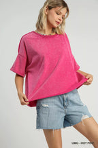 Umgee Oversized Vintage Pink T-Shirt – Relaxed Fit, Soft Cotton Blend & Everyday Style