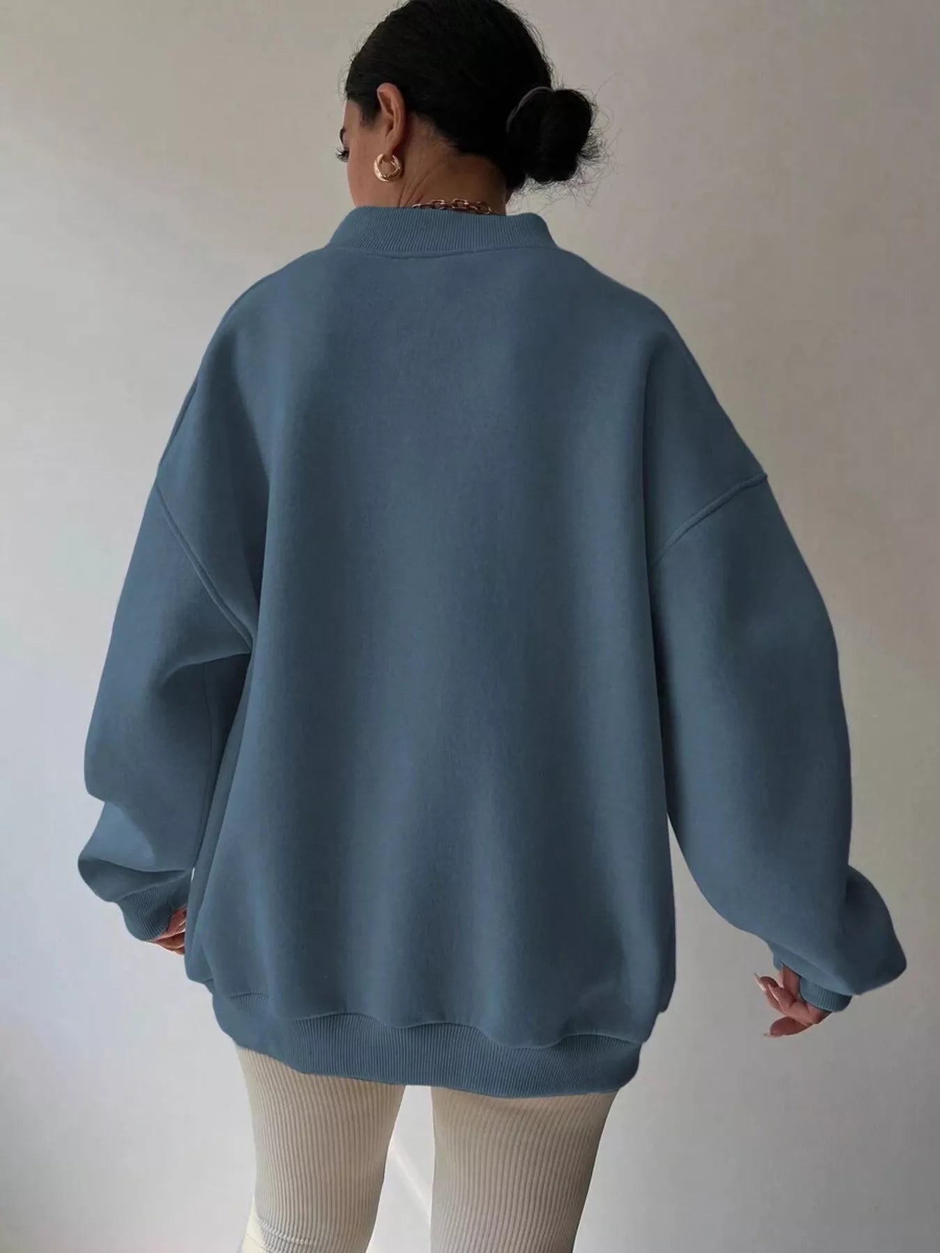 Dropped Shoulder Long Sleeve Oversized Sweatshirt – Cozy Casual Fit